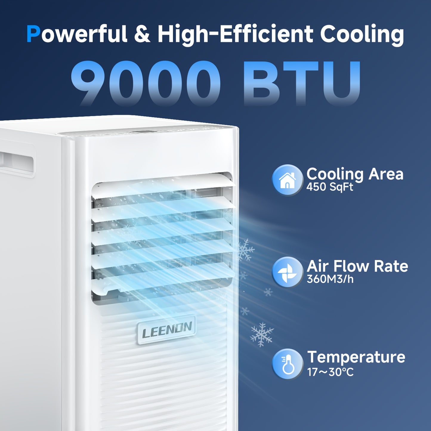 Draagbare Airco – Mobiele Airconditioner – Ontvochtiger – Ventilator – 9000 BTU – Energiezuinig – Compact