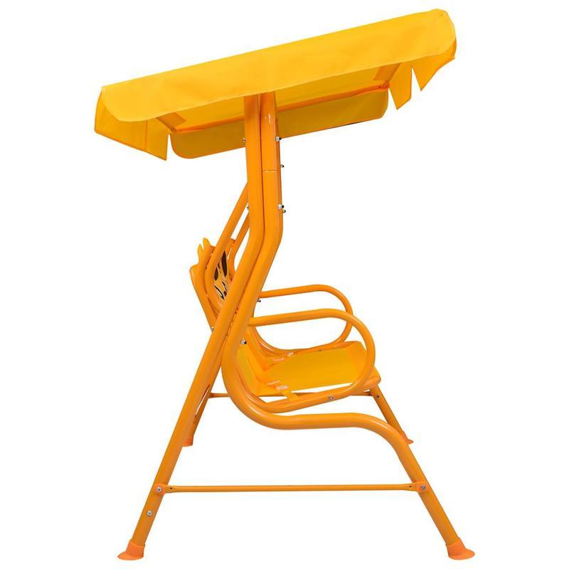 Schommelstoel – Schommelstoelen – Relaxstoel – Fauteuil – Loungestoel – Geel – Stevig Dennenhouten Frame – Weerbestendige Stof – 115x75x110 cm – Gemakkelijk Te Installeren