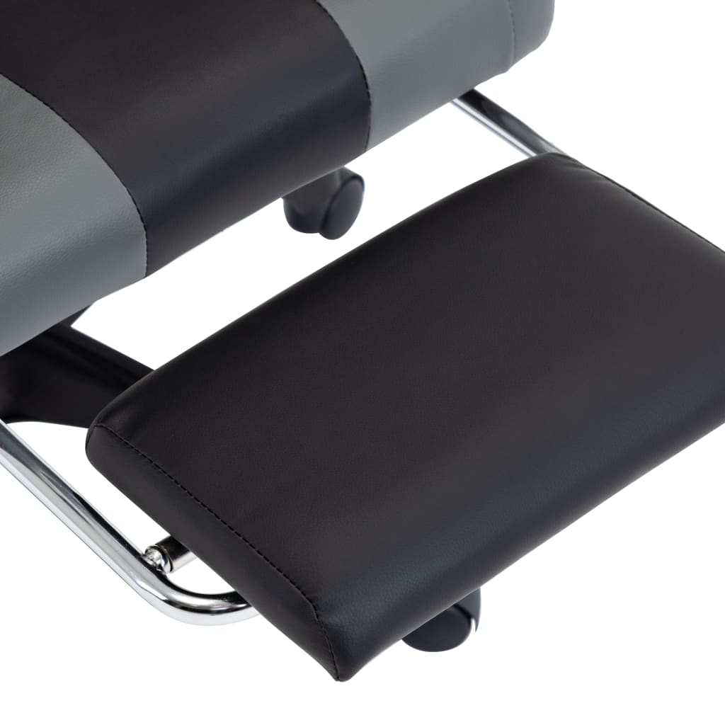 Gamestoel – Gaming Stoel – Game Stoel – Gaming Chair – Bureaustoel – Verstelbare Rugleuning – Inklapbare Voetsteun – Kunstleer – Grijs/Zwart