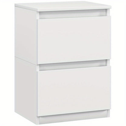 Nachtkastje – Nachtkast – Bijzettafel – Ladekastje – Opbergkastje – 2 Lades – Compact 40x32x56 cm – Melamine Coating Wit