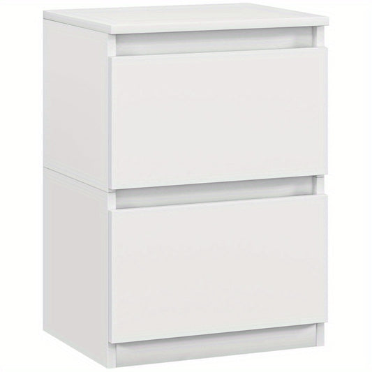 Nachtkastje – Nachtkast – Bijzettafel – Ladekastje – Opbergkastje – 2 Lades – Compact 40x32x56 cm – Melamine Coating Wit