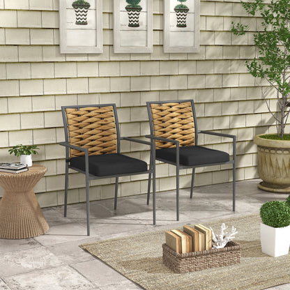 Tuinstoelen – Buitensstoelen – Balkonstoelen – Terrasstoelen – Loungestoelen – Weerbestendig PE-rattan – Staalframe 57x58x87 cm – Zwart