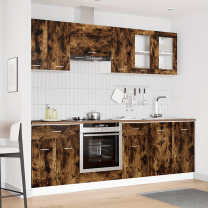 Keukenkast – Keukenmeubel – Opbergkast – Buffetkast – Apothekerskast – 8-delig – Rook Eikenhout – Stevig Houtmateriaal