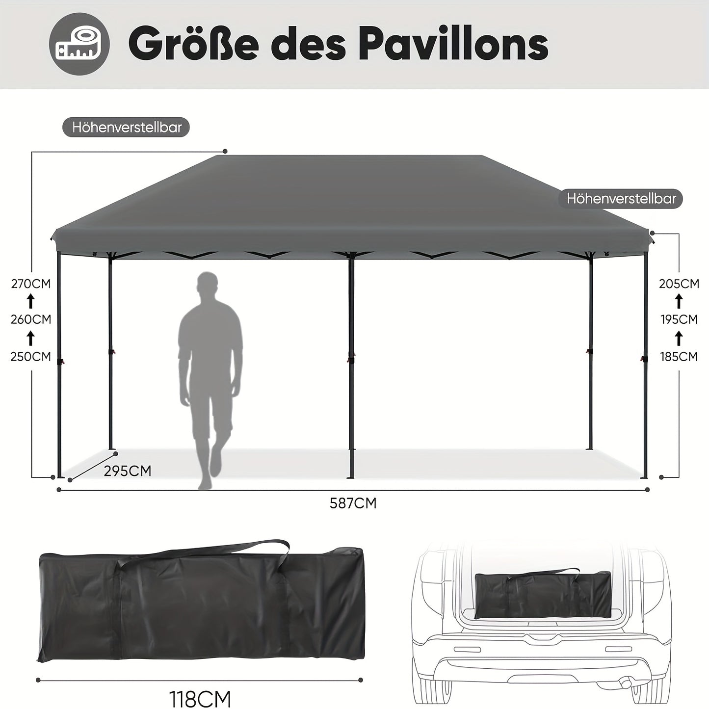 Partytent – Feesttent – Tuintent – Paviljoen – Vouwtent – One-Touch Pop-Up – 3x6 Meter – Versterkt Stalen Frame – Windbestendig