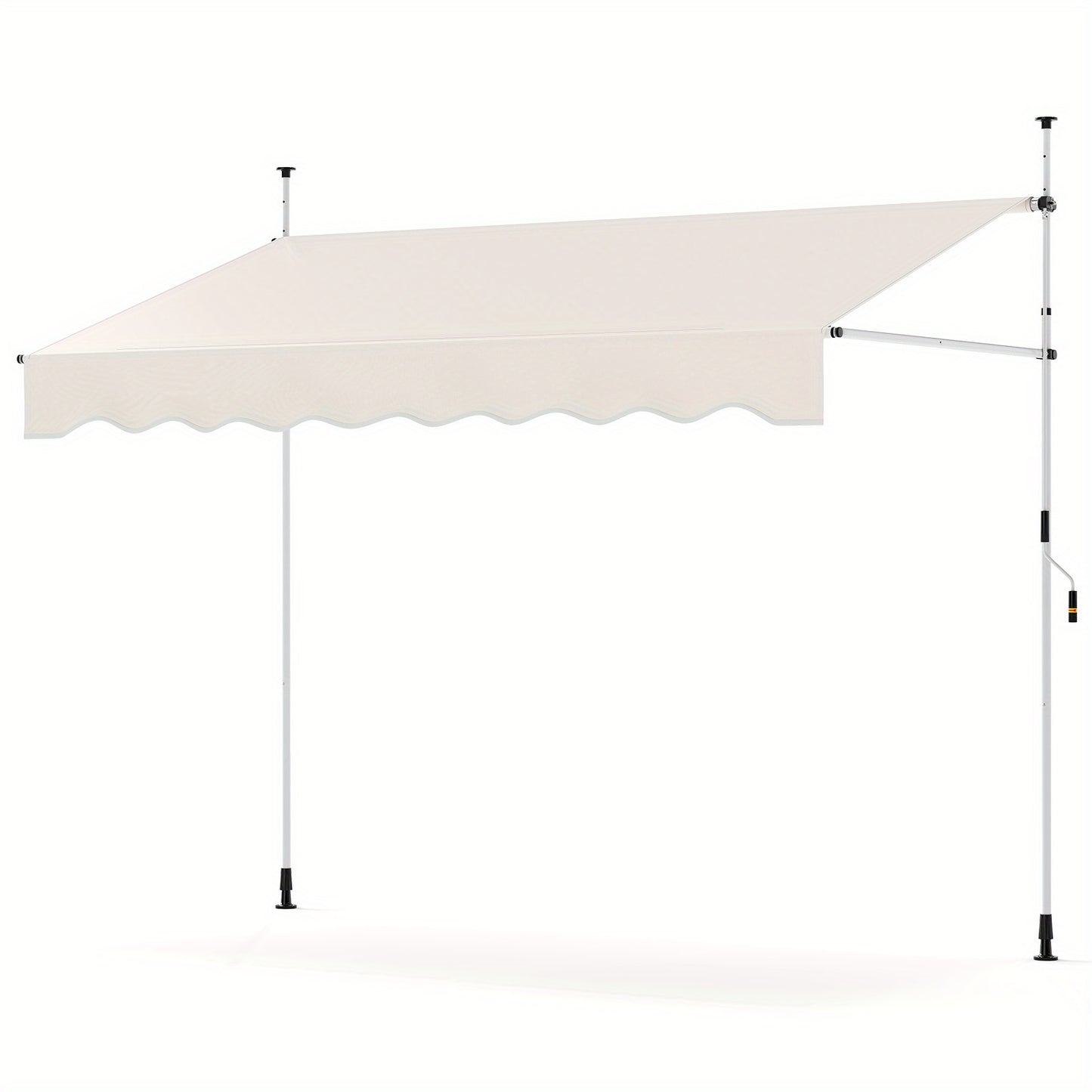 Inklapbare Zonwering – Uitvalscherm – Terraszonnescherm – Balkonzonwering – Zonnescherm Wit – Handmatig Verstelbaar – 200 cm Breed – 210-300 cm Hoog – Stevig Aluminium Frame – Waterafstotend Polyester