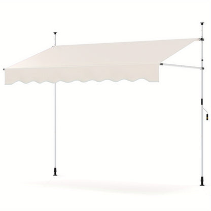 Inklapbare Zonwering – Uitvalscherm – Terraszonnescherm – Balkonzonwering – Zonnescherm Wit – Handmatig Verstelbaar – 200 cm Breed – 210-300 cm Hoog – Stevig Aluminium Frame – Waterafstotend Polyester