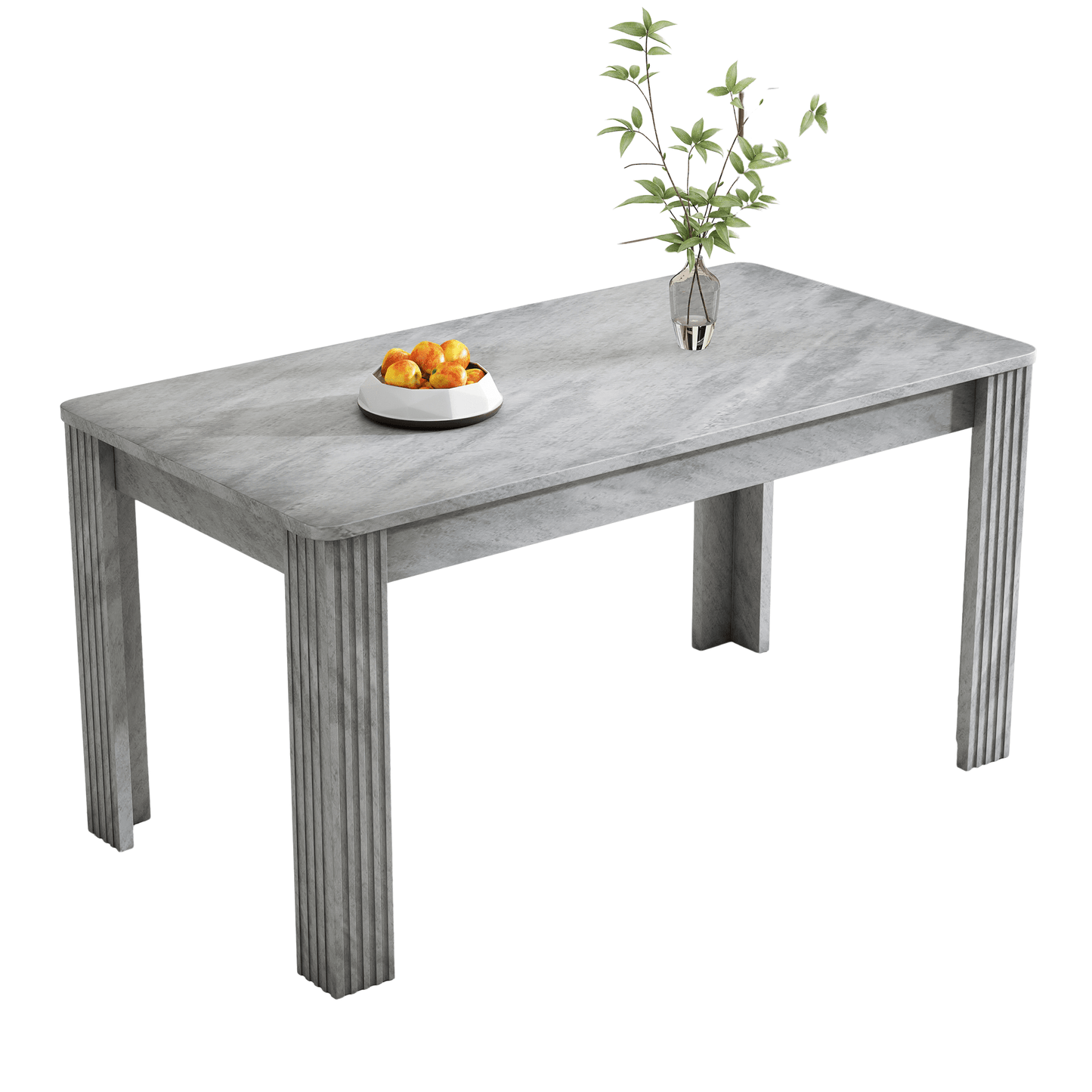 Dining Table, Contemporary Dining Table, Sturdy Dining Table, Four-Legged Table, Oak Wood Table, Rectangular Dining Table, Coffee Leisure Table, Modern Simple Dining Table, Concrete Look [OLD SKU:WF312300AAB]
