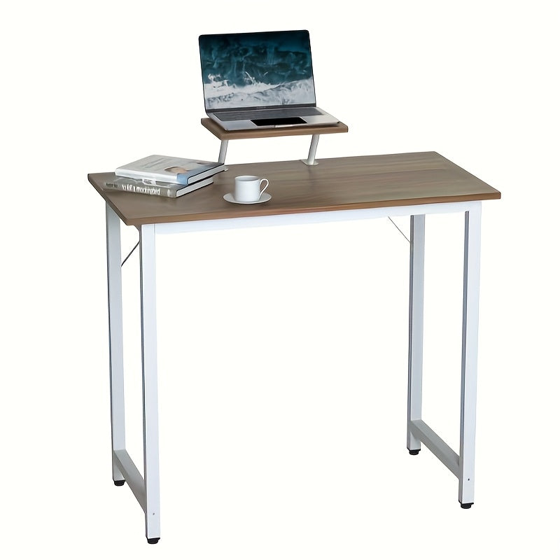 1pc Extra-Small Space-Saving Modern Nordic Home Office Desk with Monitor Mount - Compact 40cm Wide, 80cm Deep & 75cm Tall, Slim Desktop Fits 27-inch Monitor & Laptop, Sturdy A-Frame Legs, White/Black/Tan Color Options, Minima