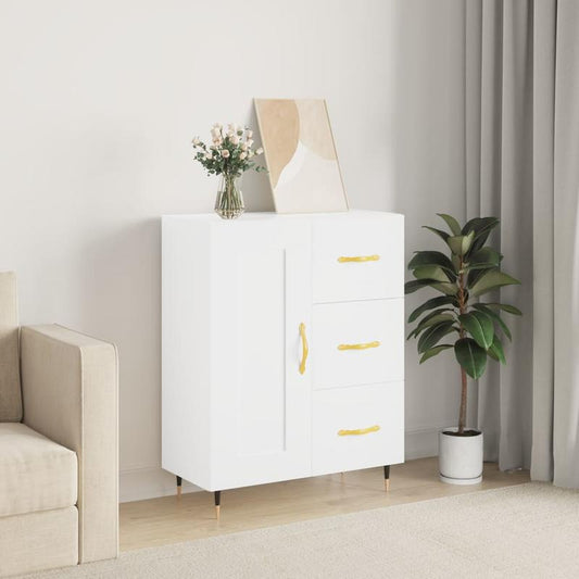 Sideboard White 69.5x34x90 cm Wood Composite/Cabinets/Storage Boxes/Nightstands/Sideboards. This cabinet made of durable wood composite with a smooth surface offers stability and moisture resistance. With its timeless look, these stylish sideboards are a