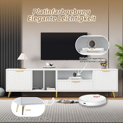 Tv-kast – TV Meubel – Media Kast – Entertainment Meubel – Luxe Verticale Kast – Geschikt voor TV’s tot 80 inch – Mat Wit Met Honeycomb Design