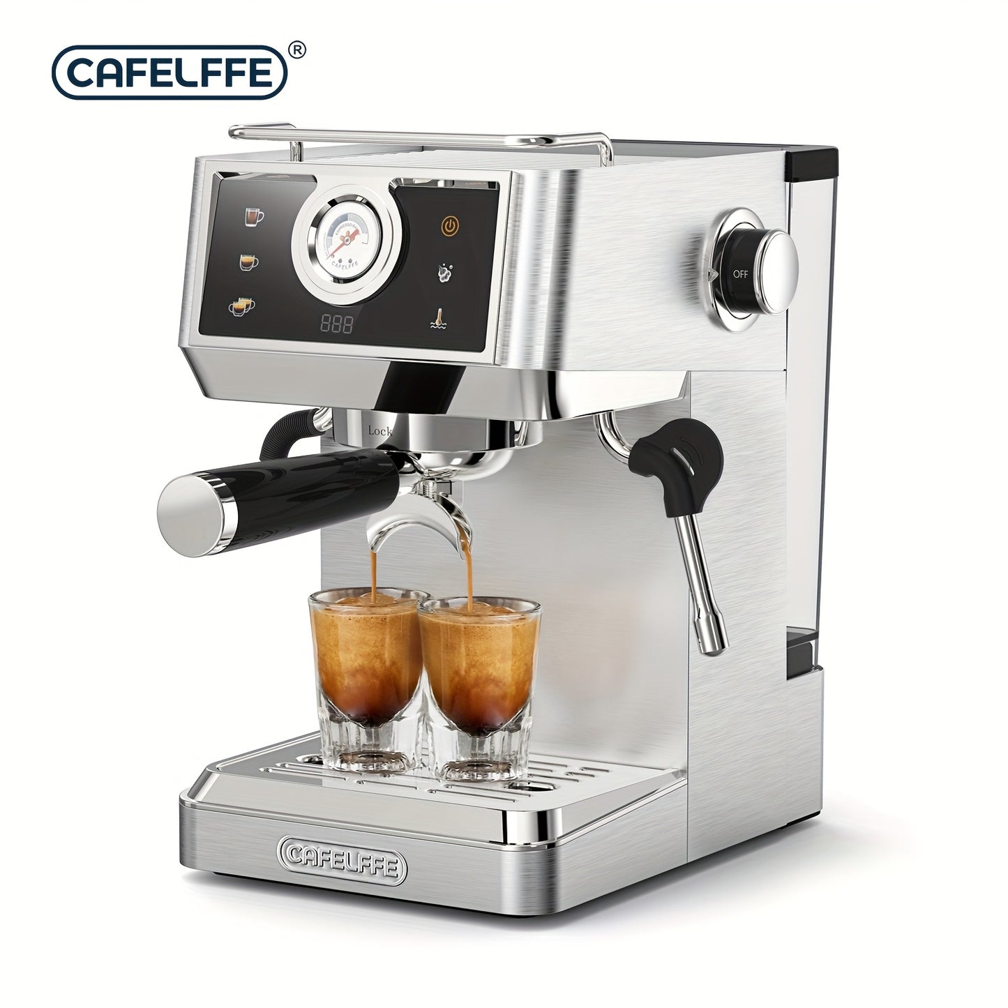 CAFELFFE MK-902 Semi-automatic Italian Espresso, Automatic Pressure Relief, Stainless Steel Body, Commercial Configuration for Home Use, 58mm, 20bar Hot and Cold Extraction, PID Temperature Control, Suitable for Home and Offi