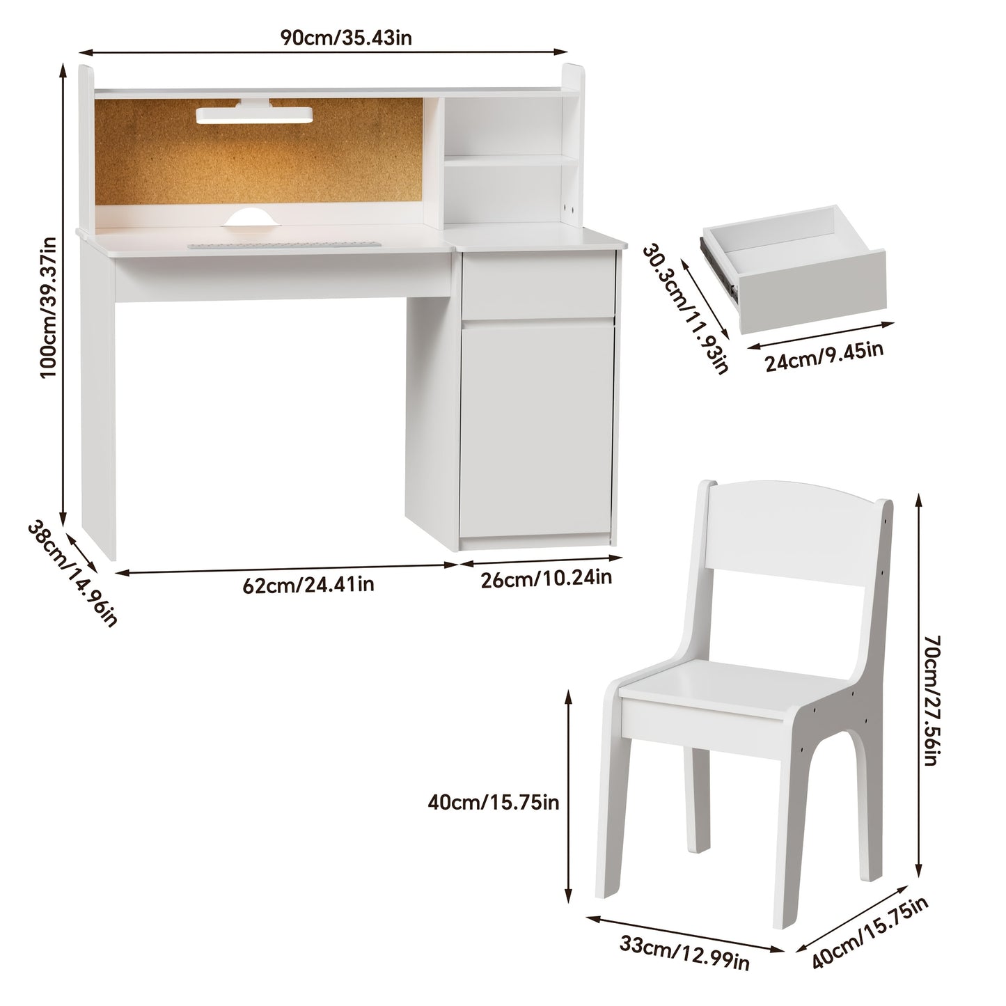 Bureau – Schrijftafel – Computertafel – Werktafel – Desk – Kantelbaar Tafelblad 0°-40° – Compact 90x38x100 cm – Duurzaam Kunsthout – Ruime Opbergruimte met Laden en Planken