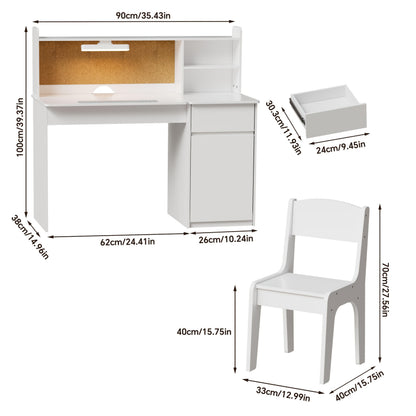 Bureau – Schrijftafel – Computertafel – Werktafel – Desk – Kantelbaar Tafelblad 0°-40° – Compact 90x38x100 cm – Duurzaam Kunsthout – Ruime Opbergruimte met Laden en Planken