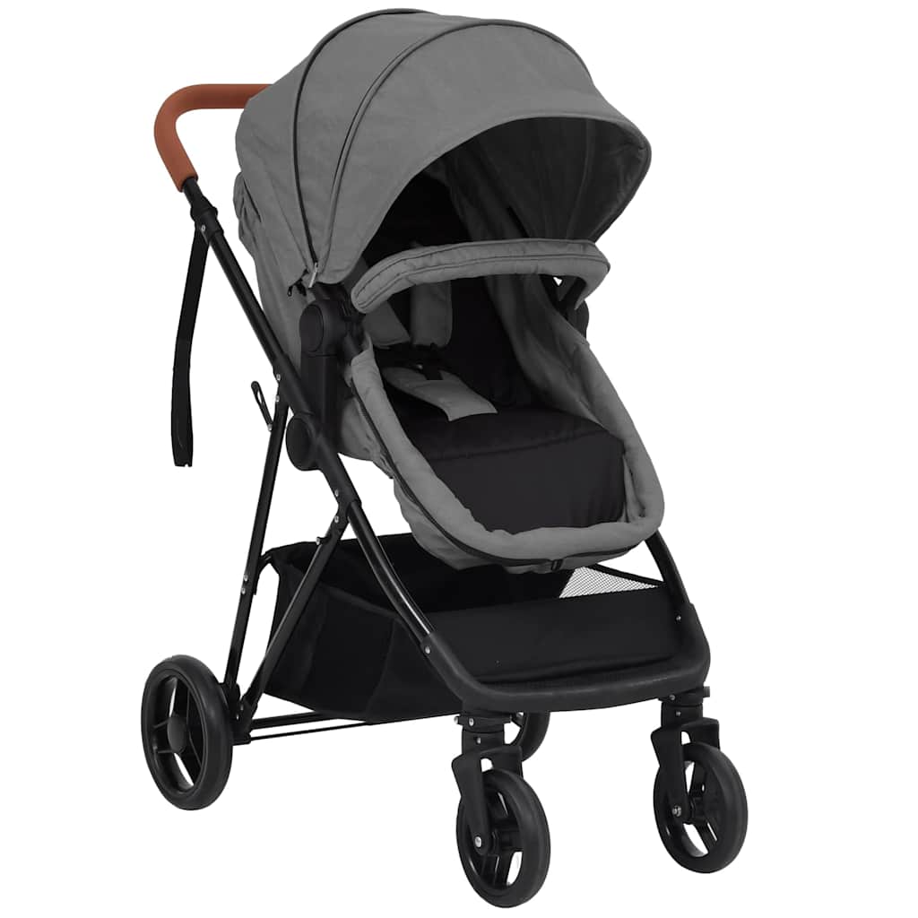 Buggy – Wandelwagen – Plooibuggy – Reisbuggy – Kinderwagen – 2-in-1 Multifunctioneel – Stalen Frame – Verstelbare Zitting – Lichtgrijs