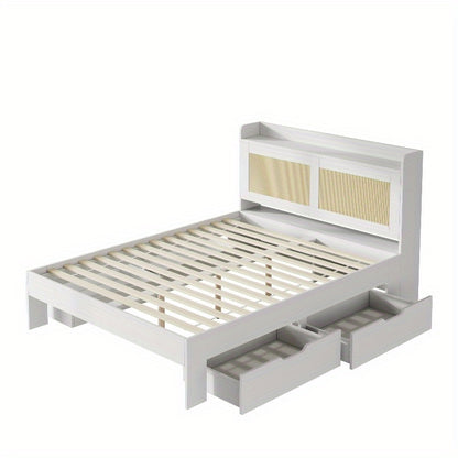 Tweepersoonsbed – Bed met Opberglades – Opbergbed – Boxspring Alternatief – Bedframe met Laden – Stevig Massief Houten Frame – Modern Minimalistisch Design
