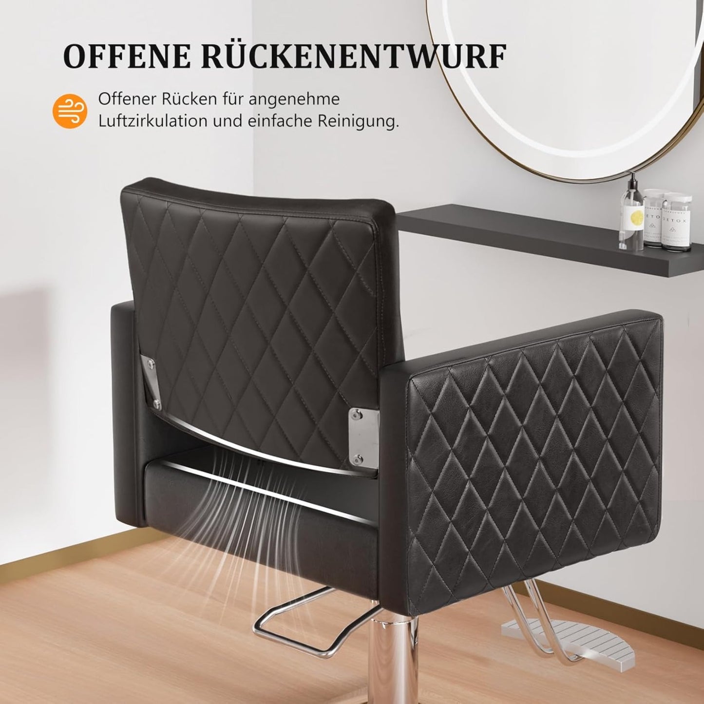 Kappersstoel – Barbersstoel – Salonstoel – Stoel Voor Kappers – Hairstylersstoel Zwart – Verstelbare Hoogte 90-105 cm – 360° Draaibaar Met Aluminium Voetsteun