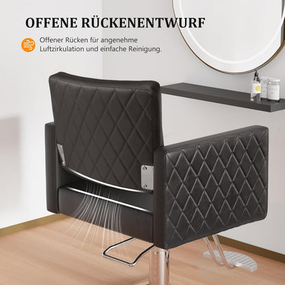 Kappersstoel – Barbersstoel – Salonstoel – Stoel Voor Kappers – Hairstylersstoel Zwart – Verstelbare Hoogte 90-105 cm – 360° Draaibaar Met Aluminium Voetsteun