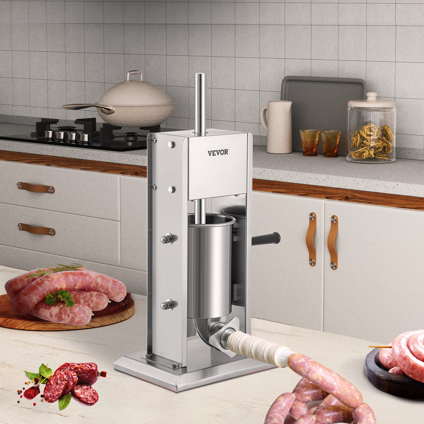 Worstenmaker – Worstenvuller – Worstvuller – Worstmachine – Sausage Stuffer – RVS 3L Capaciteit – Dubbele Luchtafgifteventielen