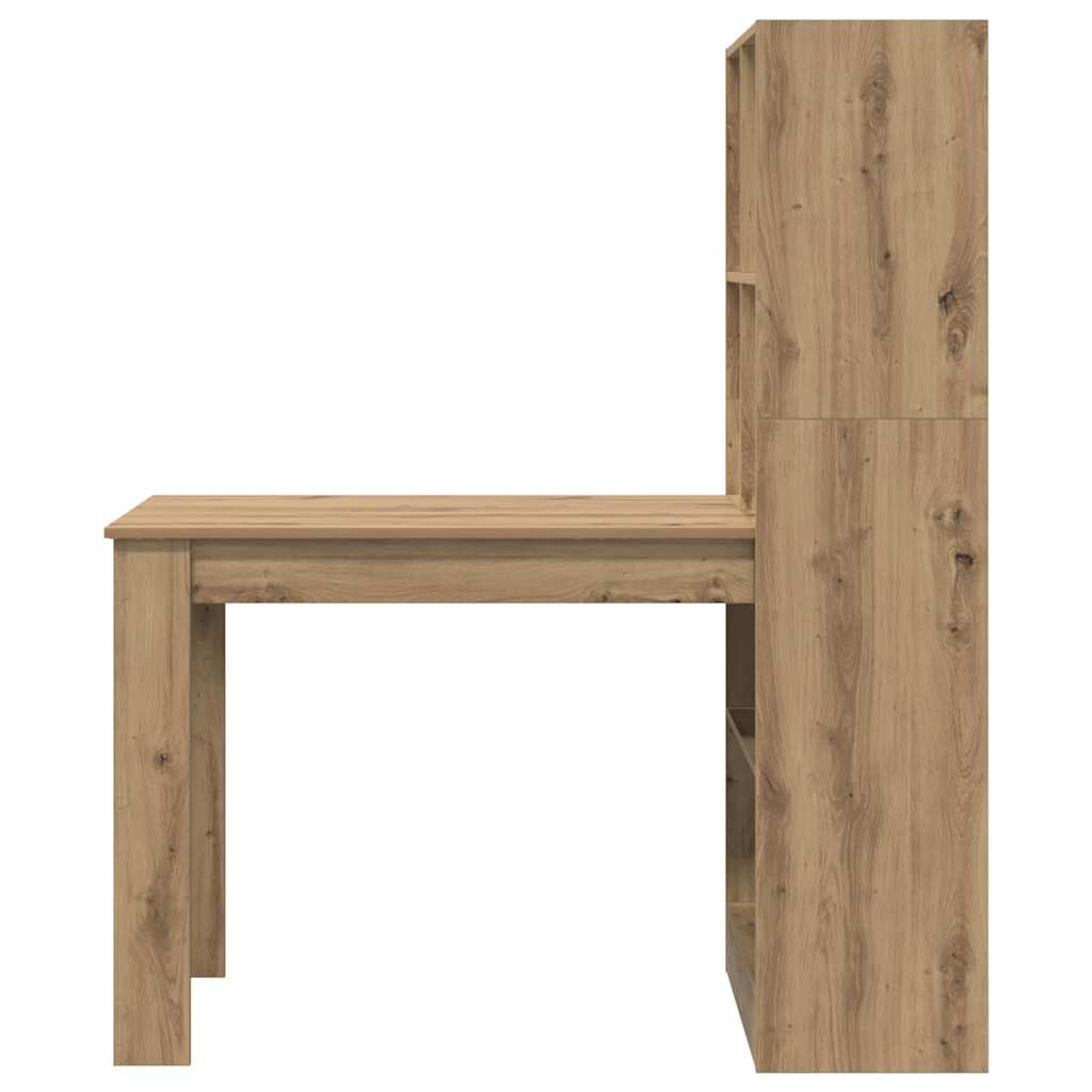 Bureau – Schrijftafel – Computertafel – Werktafel – Kantoortafel – Artisan Eiken Kleur – Krasbestendig Hout – Veel Opbergruimte