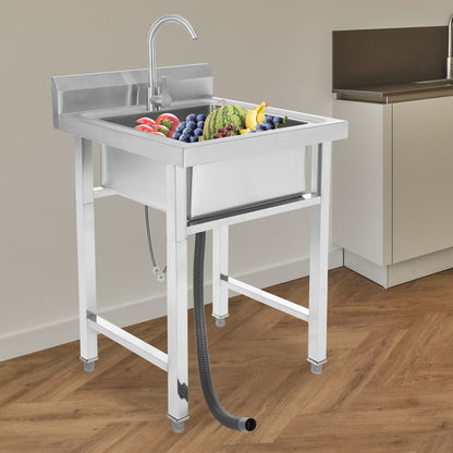 Keukenspoelbak – Spoelbak Keuken – Wasbak Keuken – Gootsteen – Enkele Spoelbak – Roestvrij Staal – 45x41x23 cm – Verstelbare Pootjes & Snelle Afvoer