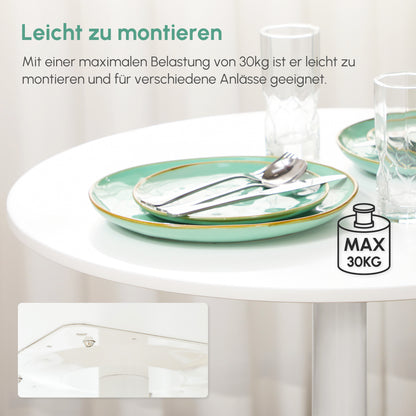 Ronde Eettafel – Tafel Voor Twee – Bistrotafel – Keukentafel – Compacte Tafel Wit – Stalen Onderstel – 70 x 70 cm – Stevig & Modern