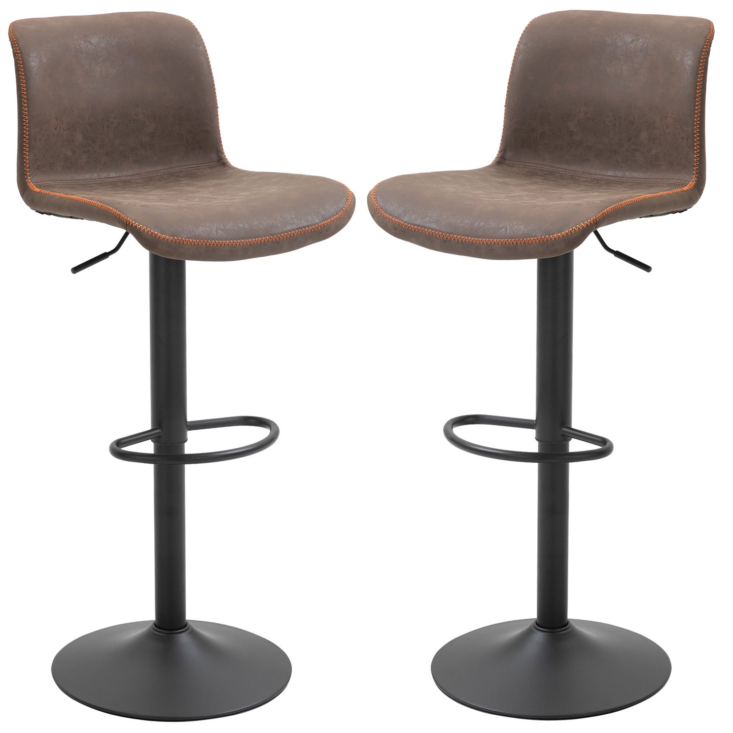 Barkrukken – Barstoelen – Krukjes – Verstelbare Stoelen – Vintage Chestnut – Set Van 2 – Verstelbare Zithoogte 85-106 cm – Comfortabele Gevulde PU-zitting