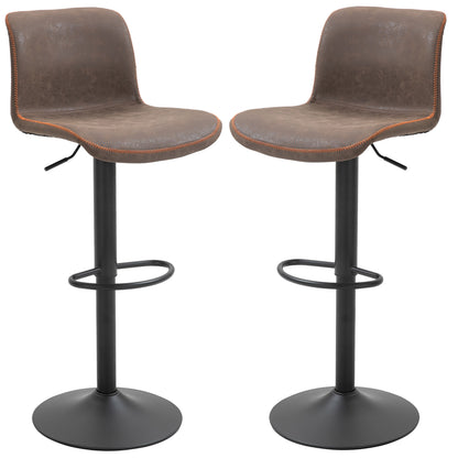 Barkrukken – Barstoelen – Krukjes – Verstelbare Stoelen – Vintage Chestnut – Set Van 2 – Verstelbare Zithoogte 85-106 cm – Comfortabele Gevulde PU-zitting