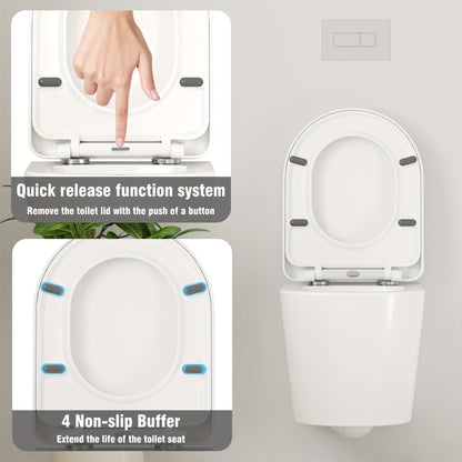 Wandtoilet – Hangend Toilet – Rimless Toilet – Diepspoel Toilet – Wandhangend Toilet – Keramiek – Softclose Zitting – Ruimtebesparend D-Design 51cm
