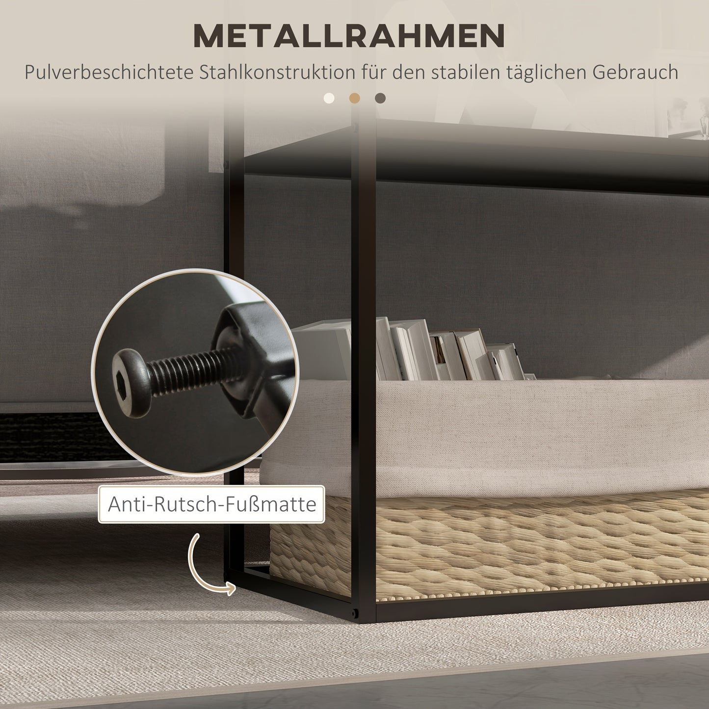 Sidetable – Wandtafel – Haltafel – Bijzettafel – Opbergrek – Met Stalen Frame – Anti-Kantel Bescherming – 90x30x75 cm