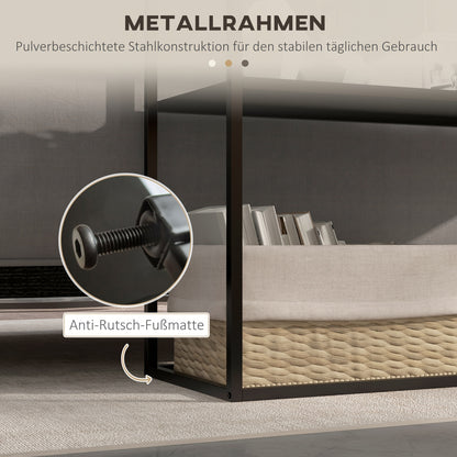 Sidetable – Wandtafel – Haltafel – Bijzettafel – Opbergrek – Met Stalen Frame – Anti-Kantel Bescherming – 90x30x75 cm