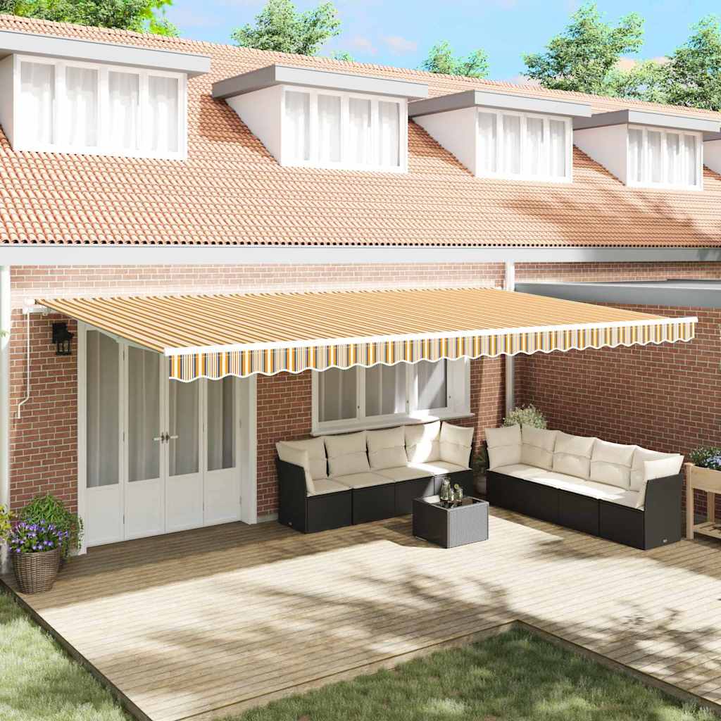 Zonnescherm – Zonwering – Parasol – Uitschuifbaar – Buitendoek – Handmatig Oprolbaar – UV-Bestendig – Waterafstotend – 300x300 cm – Geel-Witte Strepen