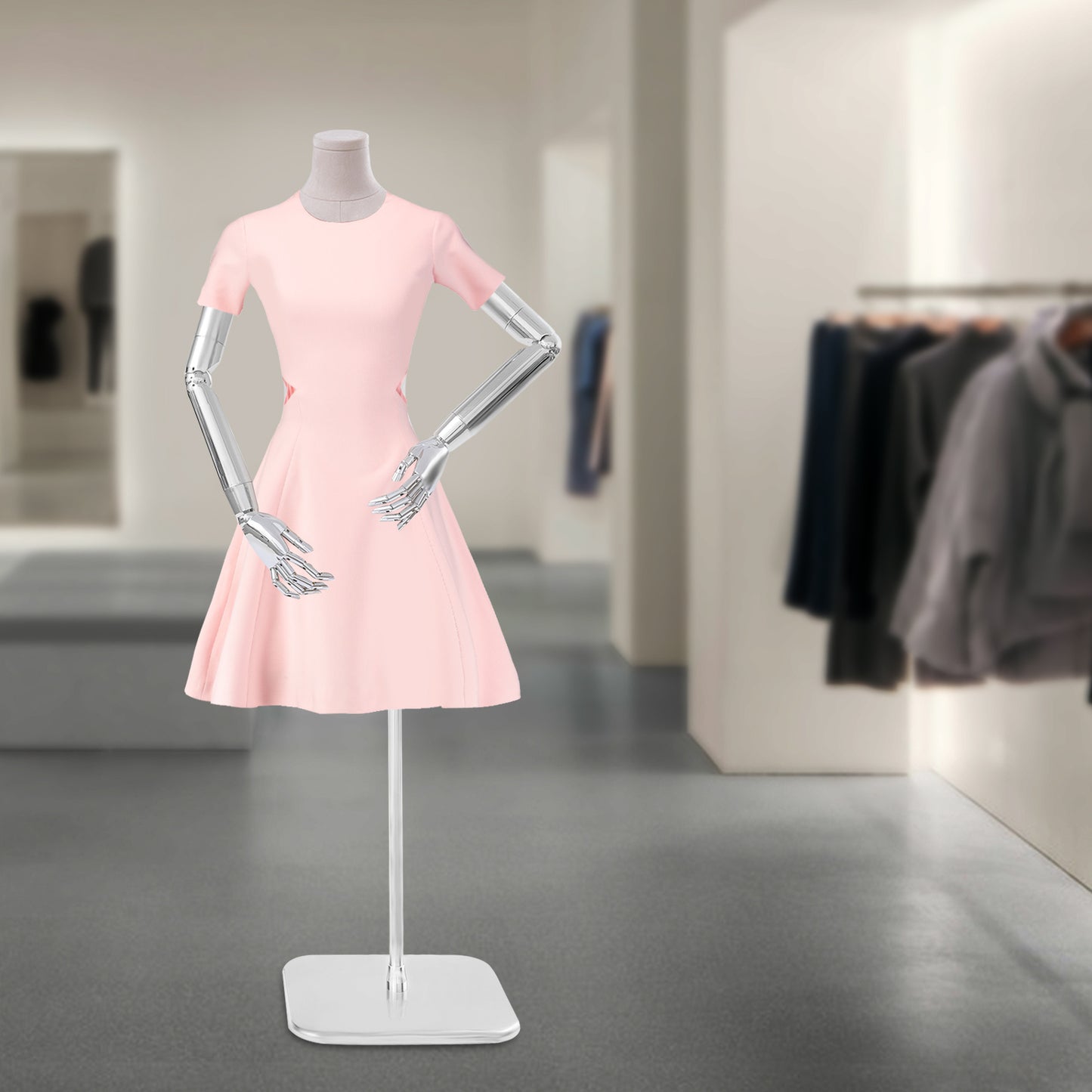 Female Dress Form Display, Clothing Store Female Dress Display Props, Adjustable Height Clothing Form