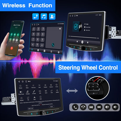 Autoradio – Car Stereo – Auto Multimediaspeler – 1 DIN Radio – Autostereo – 10,1 Inch Draaibaar Touchscreen – Android 14 & Draadloze CarPlay