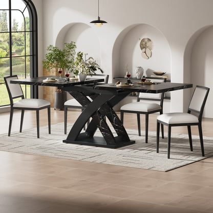 Verstelbare Eettafel – Uitschuiftafel – Tafel – Dining Table – Eetkamertafel – Zwart – 120-160 cm Verstelbaar – Geschikt Voor 4-6 Personen