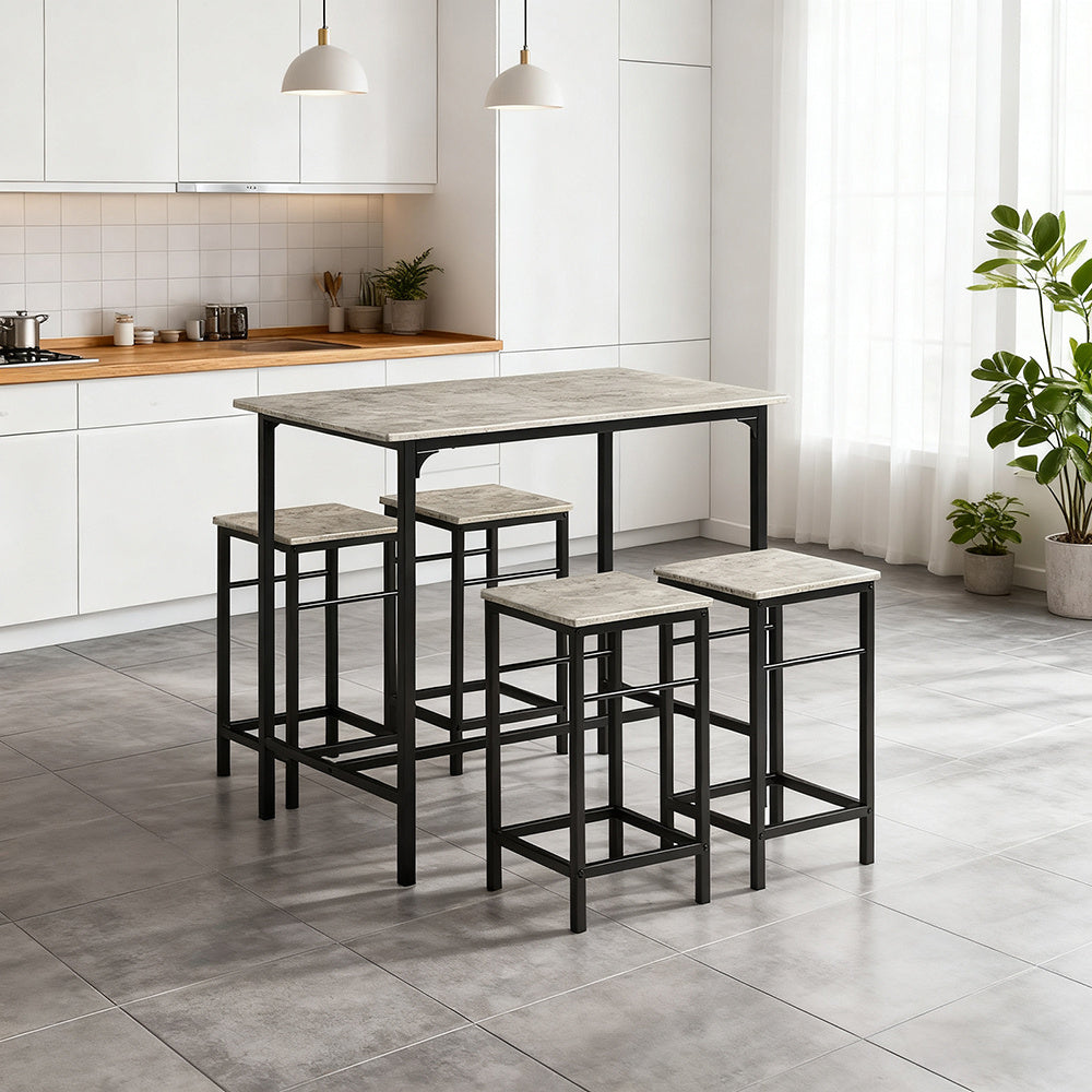 Eettafelset – Barset – Bistroset – Keukentafelset – Stoelenset – Compact Ontwerp – Duurzaam Houtfineer Met Metalen Frame