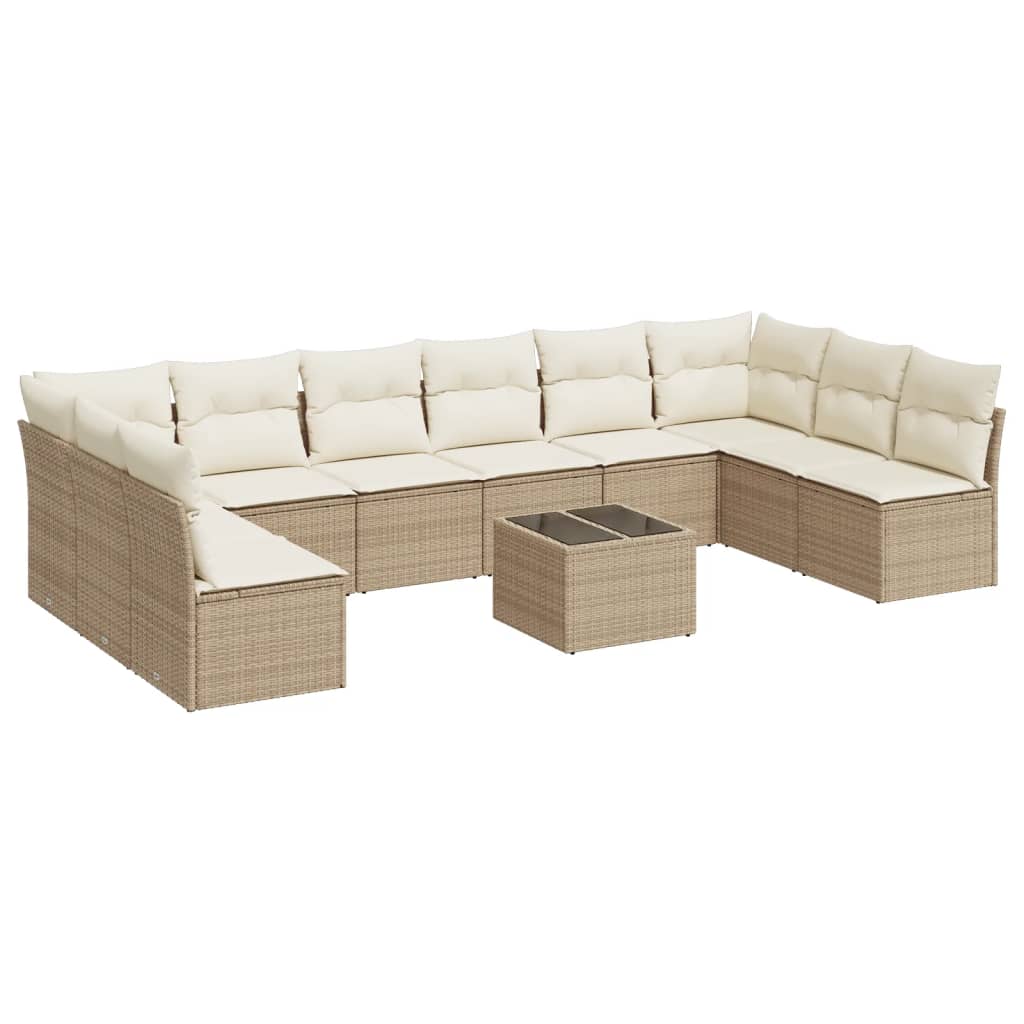 Loungeset – Loungesets – Tuinset – Tuinmeubelset – Loungebank – Weerbestendig PE Rattan – Inclusief Opbergruimte en Houten Tafelblad