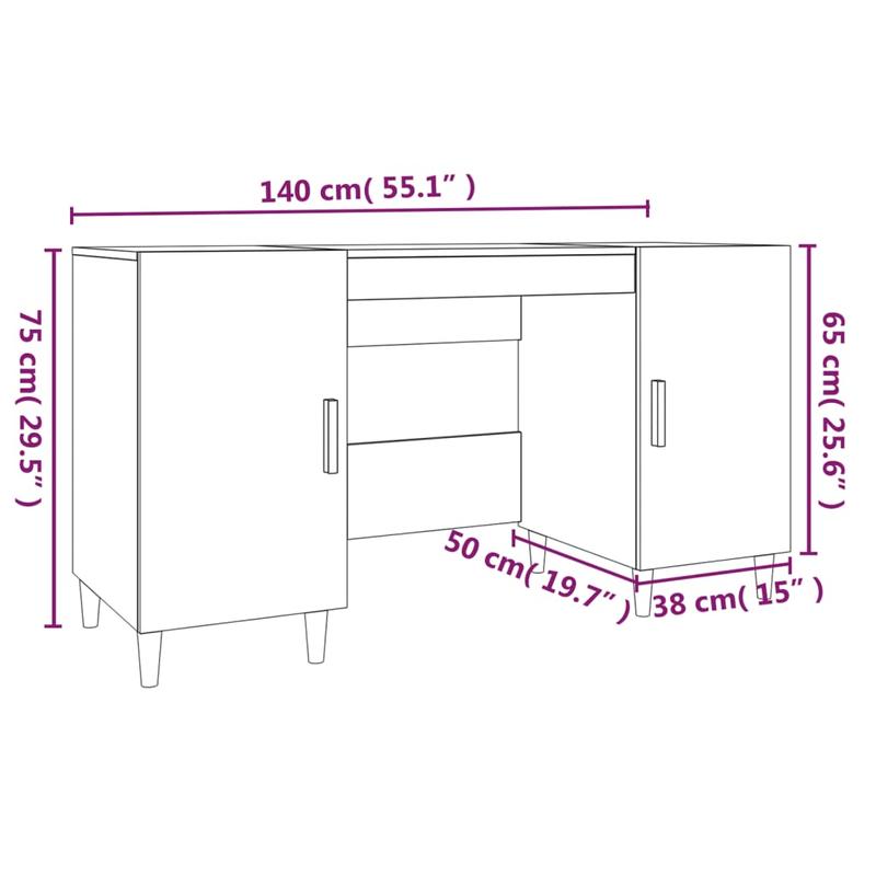 Bureau – Schrijftafel – Computertafel – Werkplek – Thuiswerkplek – Modern Minimalistisch – 140x50x75 cm – Sonoma Eiken Houtlook