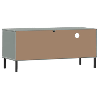 TV Cabinet with Metal Legs Grey Solid Wood Pine OSLO TV Stand Entertainment Center with Storage, Media Television Table for Living Room Bedroom