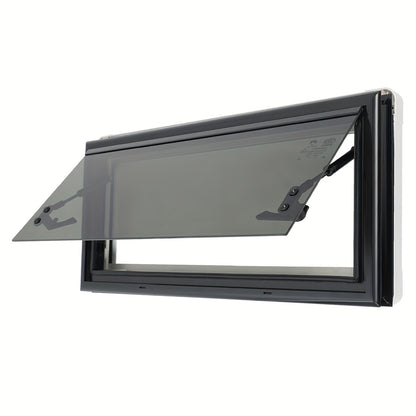 Uitschuifbaar Raam Caravan – Camperraam – Schuifraam – Ventilatieraam – Raam Met Hor – Donker Getint Glas – Aluminium Frame – Maximale Opening 85° – Insectenwering