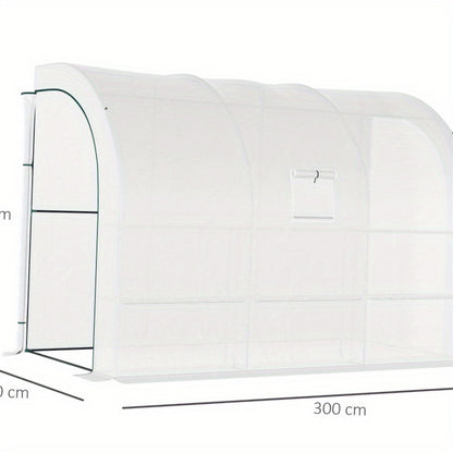 Kweektent – Growtent – Growbox – Plantenkas – Kweekkast – Stevig Stalen Frame – 300x150x213 cm – Winterbestendige Transparante Folie – Wit