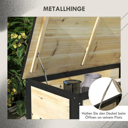 Opbergbox Tuin – Tuinkist – Tuinbox – Buitenkist – Tuinopberger – 121 Liter – Stevige Wielen – Weerbestendig Hout – Metalen Scharnieren – 100x50x43 cm