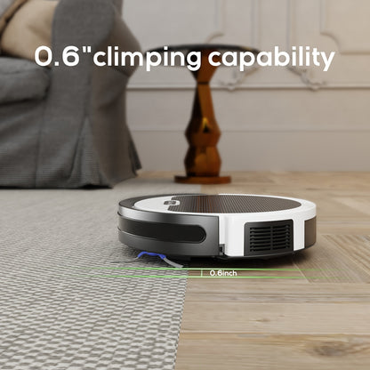 Robot Vacuum, 4000Pa Strong Suction, 2.4G WiFi/APP/Alexa, 120 Min Runtime, Self-Charging Robotic Vacuum Cleaner, Slim, Quiet, 4 Cleaning Modes Ideal for Pet Hair, Hard Floors, Black White