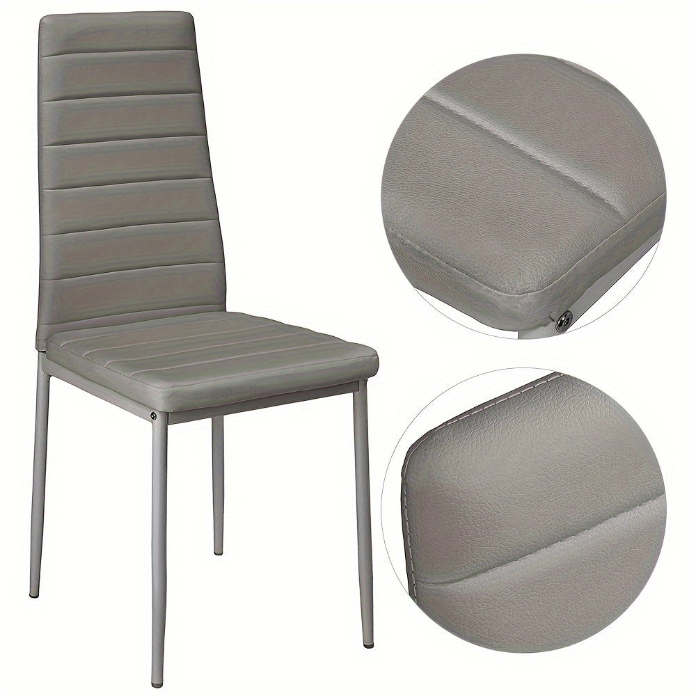 Eetkamerstoelen – Keukenstoelen – Stoelen – Dinerstoelen – Zitkamerstoelen – Kunstleren Bekleding – Ergonomische Hoge Rugleuning – Set van 6 – Armlijn Design – Grijs