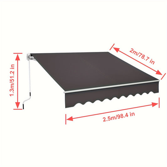 Knikarm Zonnescherm – Zonwering – Luifel – Balkonzonwering – Terrasoverkapping – Aluminium Frame – Handbediend Slinger – 250x200 cm Donkergrijs – Weerbestendig Polyester