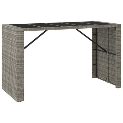 Outdoor Bar Tafel – Buitenbar Tafel – Tuinbar Tafel – Balkon Tafel – Terras Bar Meubel – Weerbestendig Kunststof Rattan – Groot Glazen Tafelblad 185x80x110 cm