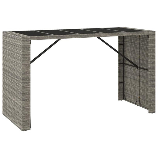 Outdoor Bar Tafel – Buitenbar Tafel – Tuinbar Tafel – Balkon Tafel – Terras Bar Meubel – Weerbestendig Kunststof Rattan – Groot Glazen Tafelblad 185x80x110 cm