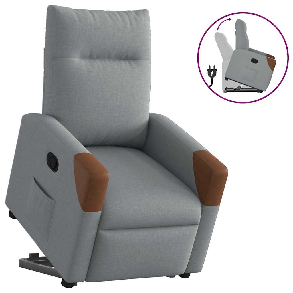 Sta-op Stoel – Elektrische Relaxstoel – Verstelbare Fauteuil – Comfortabele Zitstoel – Ergonomische Stoel Lichtgrijs – Elektrische Sta-op Functie – Verstelbaar Tot 135°