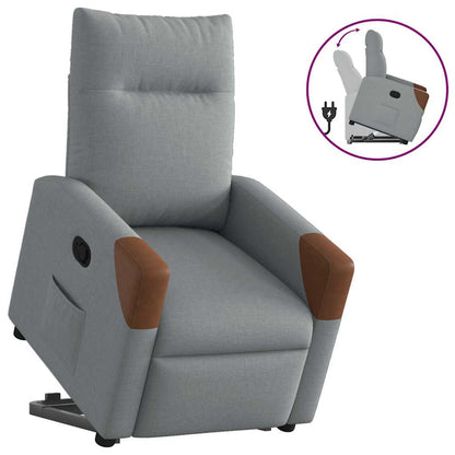 Sta-op Stoel – Elektrische Relaxstoel – Verstelbare Fauteuil – Comfortabele Zitstoel – Ergonomische Stoel Lichtgrijs – Elektrische Sta-op Functie – Verstelbaar Tot 135°