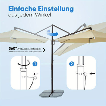 Parasol – Stokparasol – Tuinparasol – Balkonparasol – Ronde Parasol – Aluminium – Ø300 cm – Kantelbaar en 360° Draaibaar – UV50+ Bescherming – Crankbediening – Crème