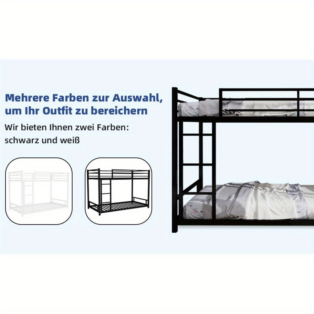 Metalen Stapelbed – Stapelbed Voor Tieners – Halfhoogslaper – Slaapbank – Opbergbed – Stevig Metalen Frame – Veiligheidshekken Bovenbed – Wit